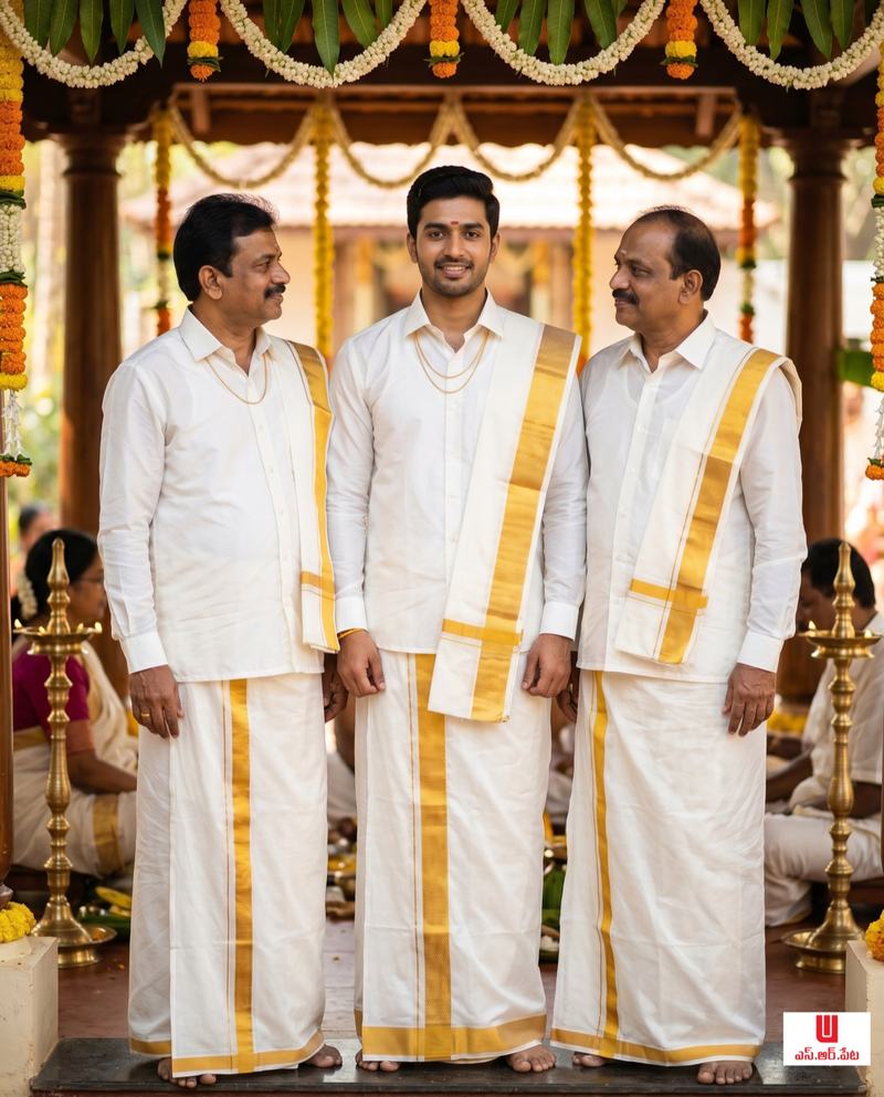 The men's set — Telugu wedding clothing at S.R.PETA, Narsipatnam